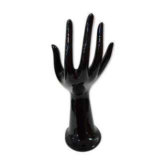 Hand baguier in black faience