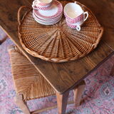 Round wicker top two handles vintage basketry