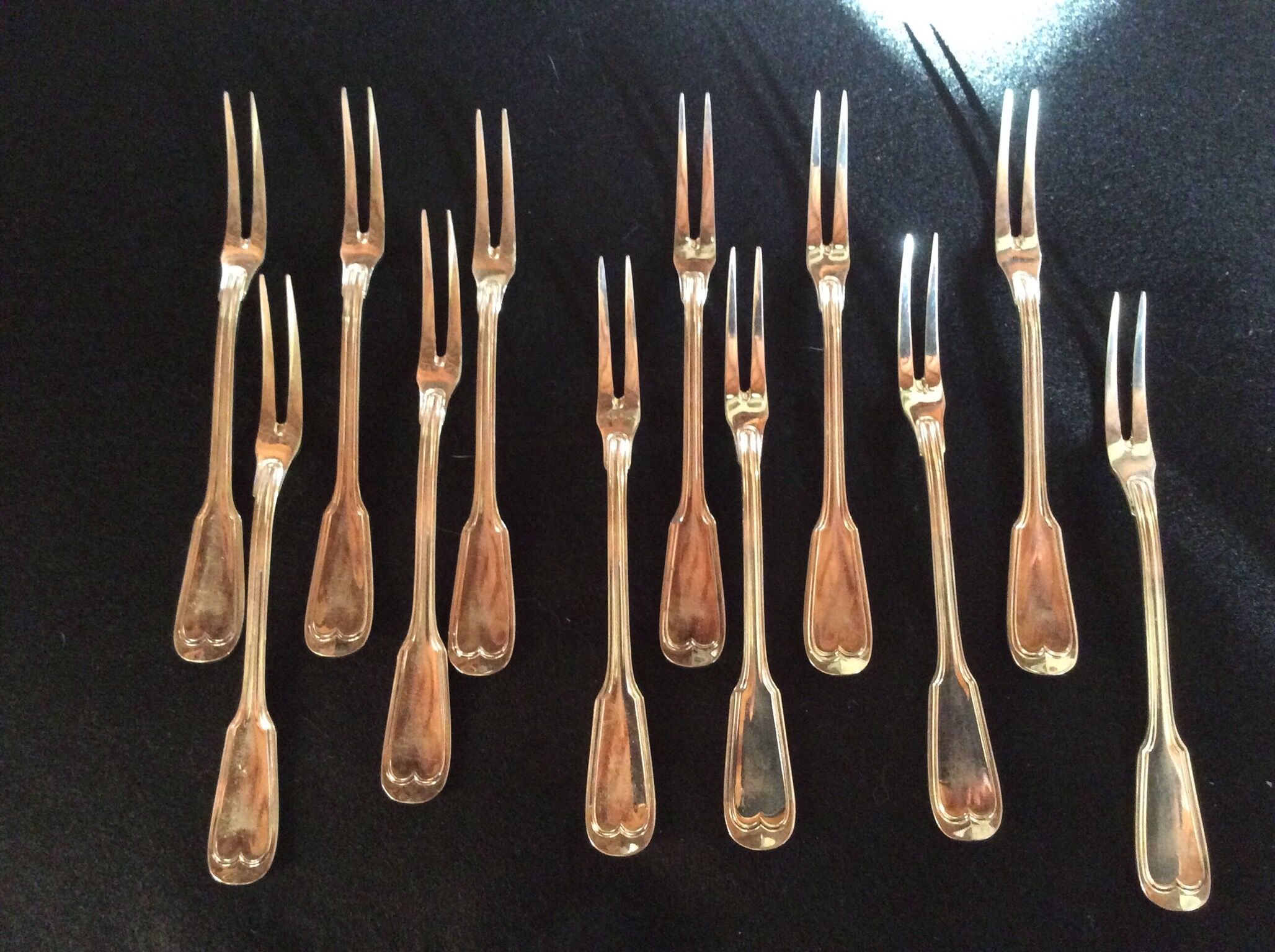 12 snail forks, silver metal
