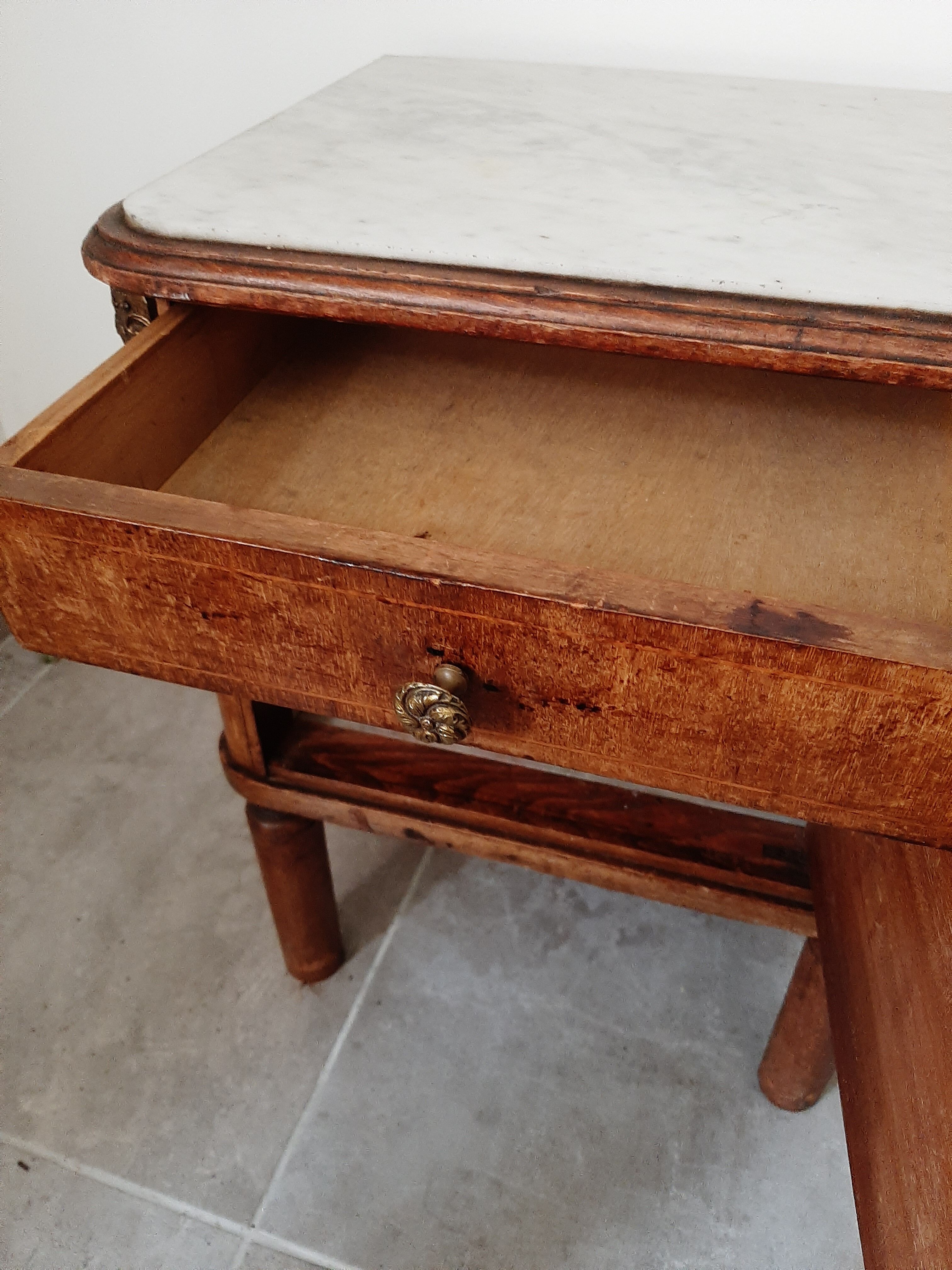 Wooden and marble bedside