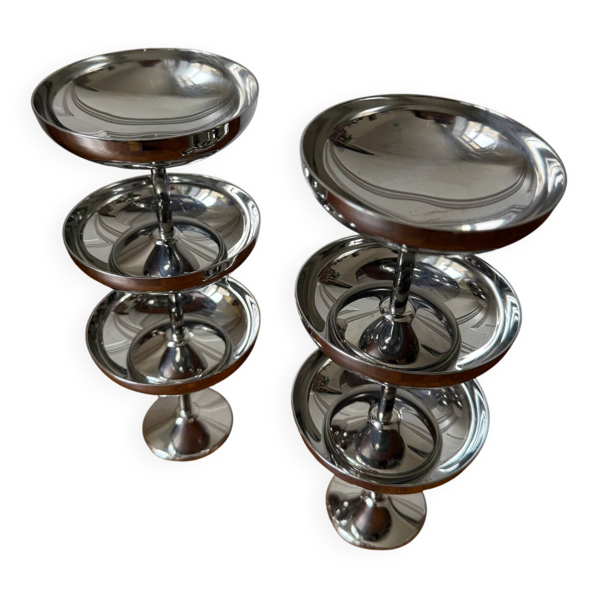 Set of 6 stainless steel footed bowls
