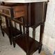 Paire de deux tables de chevet ancienne bois foncé et plateau marbre