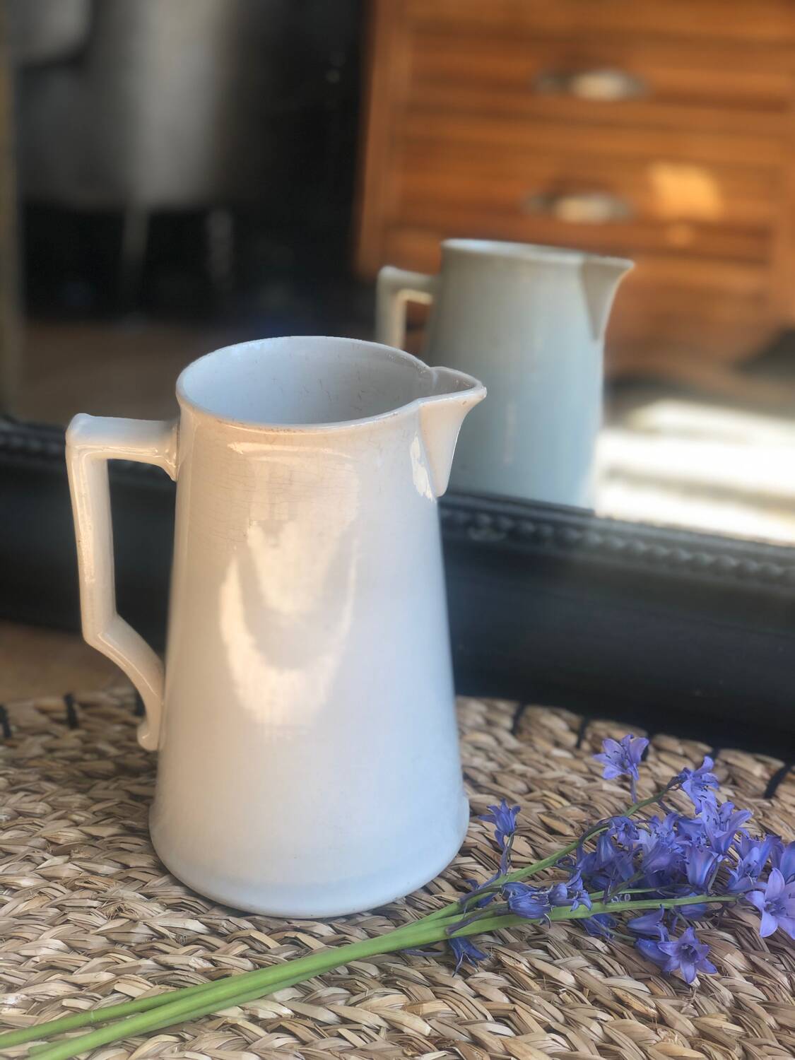 Old Digoin and Sarreguemines shabby white jug