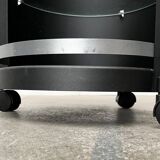 Postmodern German side tables in rolling metal and glass by D-Tec, 1980s, set of 2.