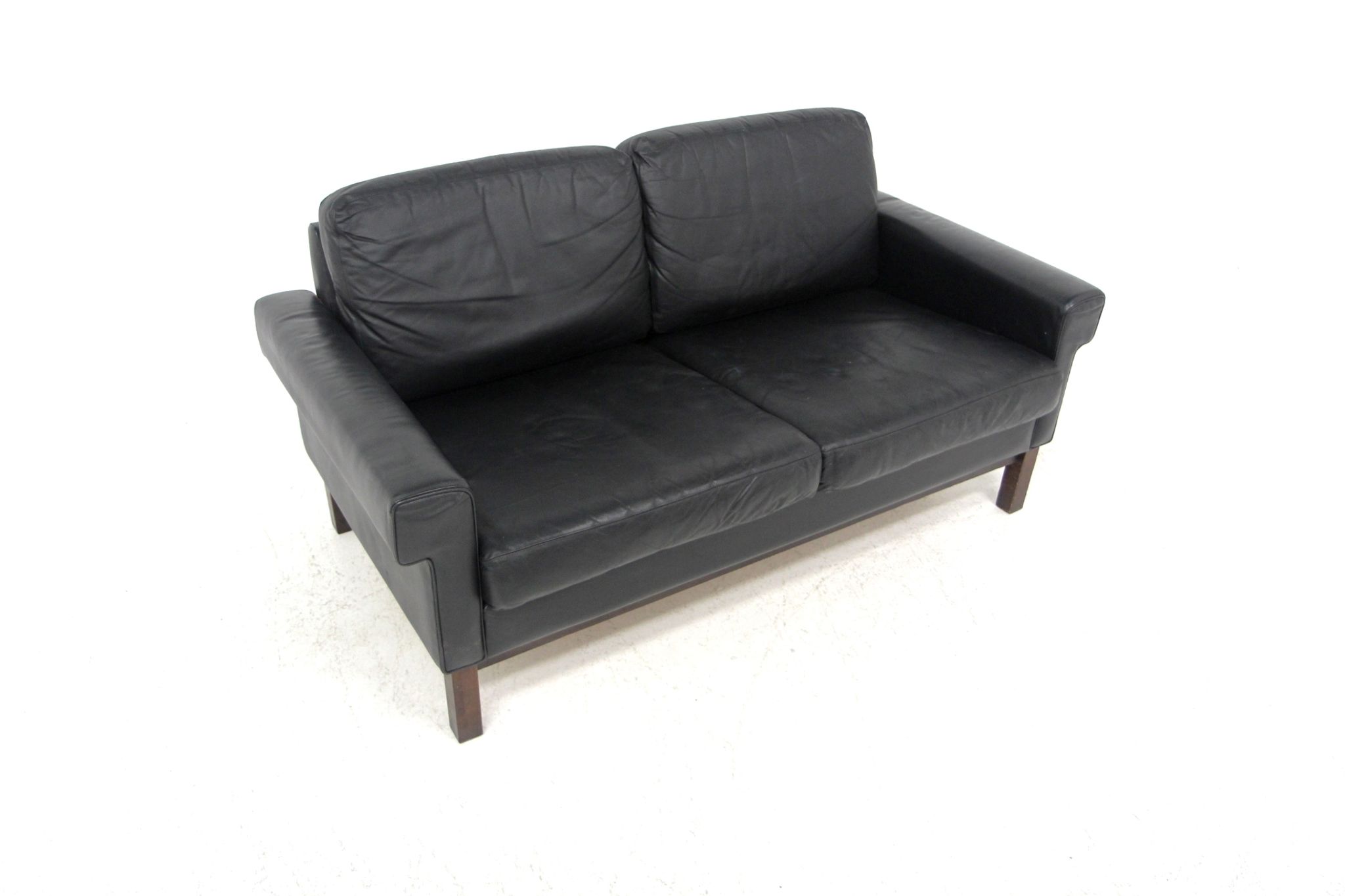 Scandinavian leather two-seater sofa, Sweden, 1950