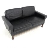 Scandinavian leather sofa 2 places, Sweden, 1950