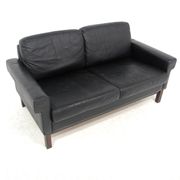 Scandinavian leather two-seater sofa, Sweden, 1950