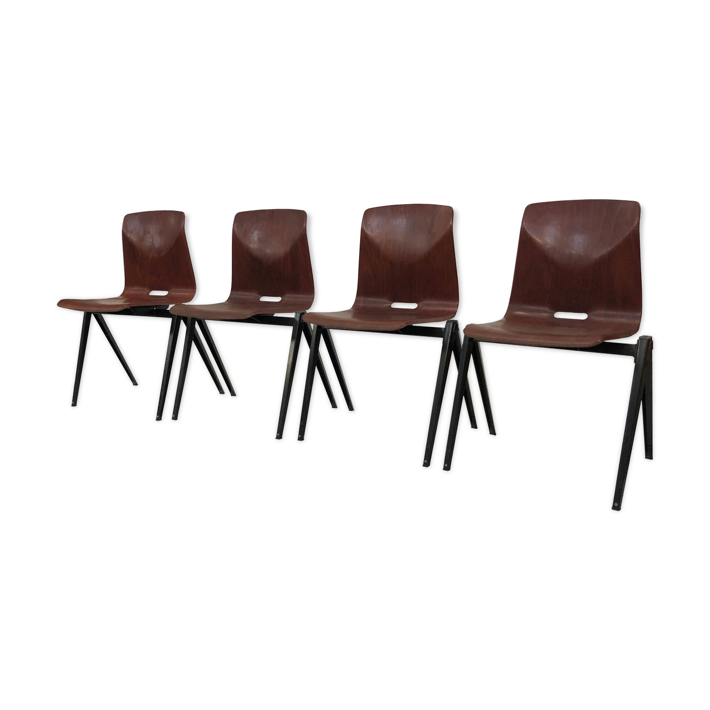 Vintage set of four Galvanitas S22 school chairs in the Netherlands