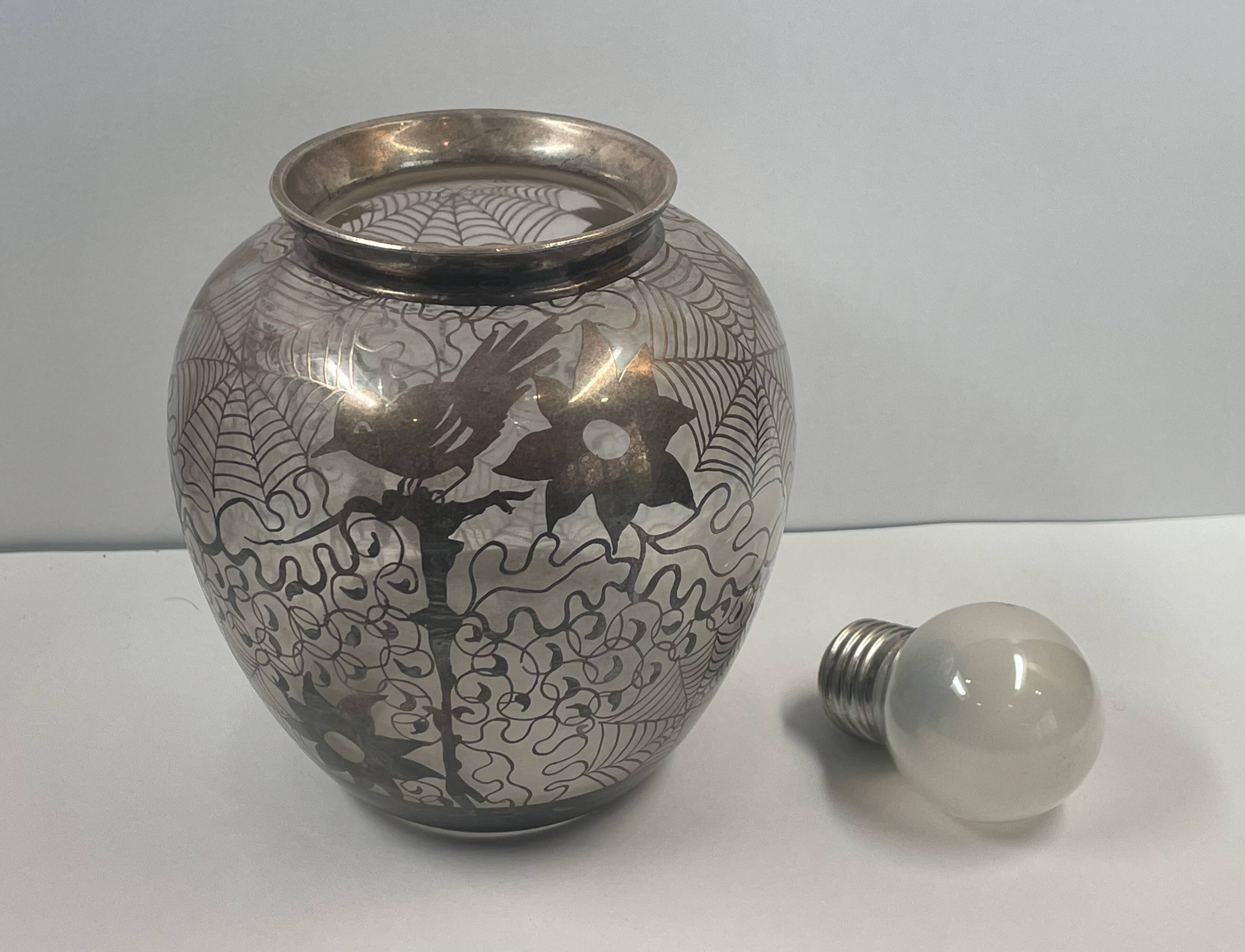 Old silver enameled vase? - art nouveau - decor provided cat, squirrel, bird