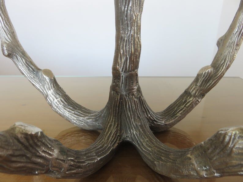Brutalist candlestick sculpture massive aluminum tree 70s