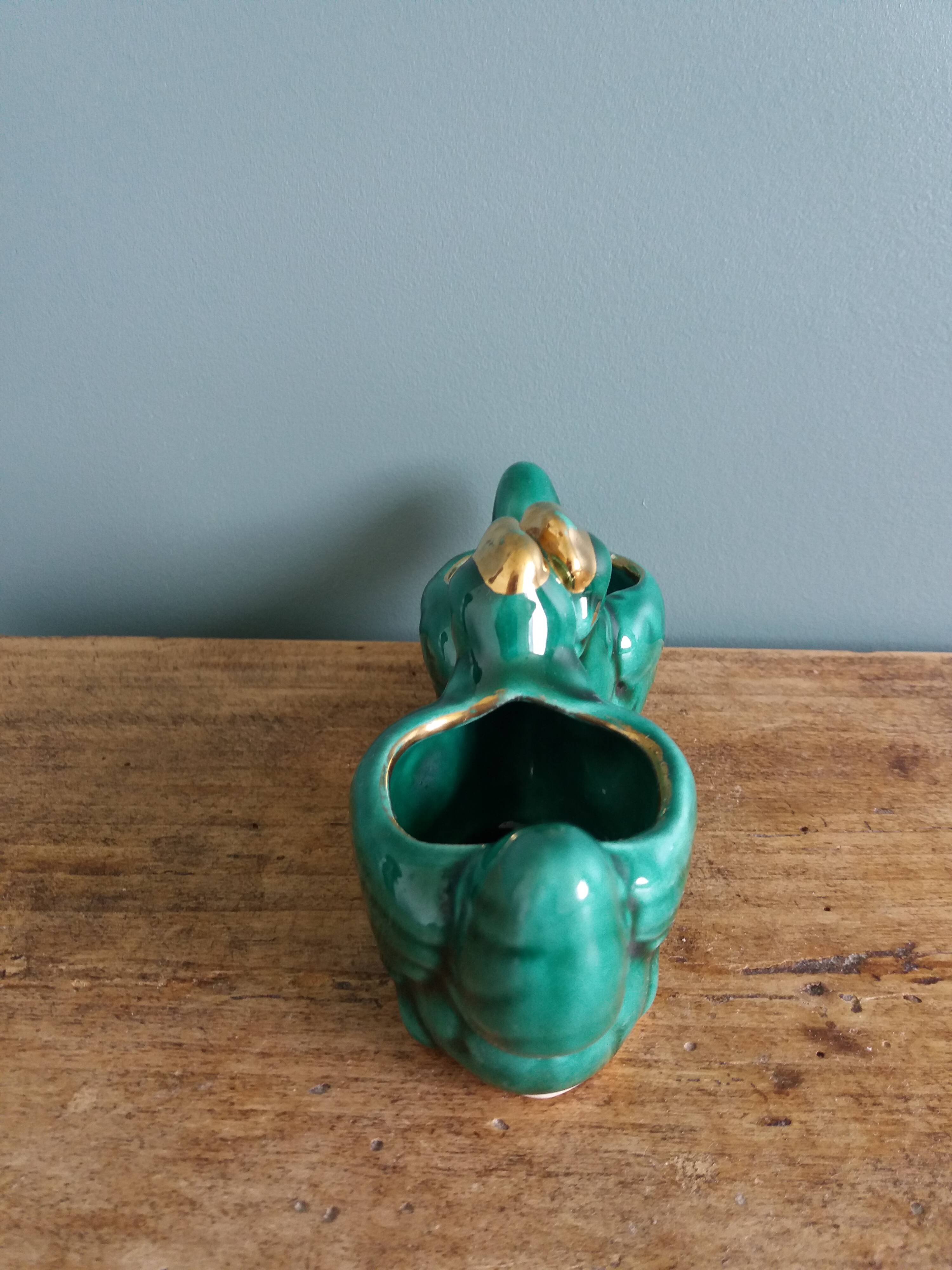 Salerons poules en barbotine vert émeraude