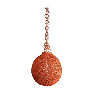 Suspension boule corde années 70