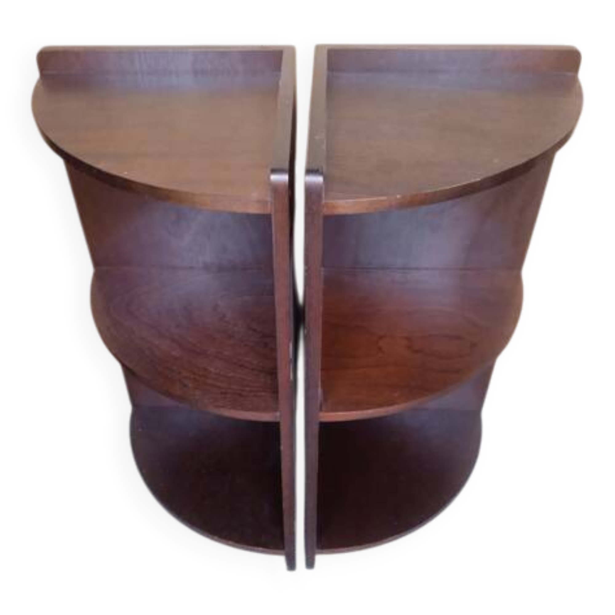 Pair of art deco style mahogany corner cabinets