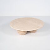 Contemporary Round Travertine Coffee Table, Italy