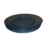 Lot 6 assiettes plates arc-france bleu