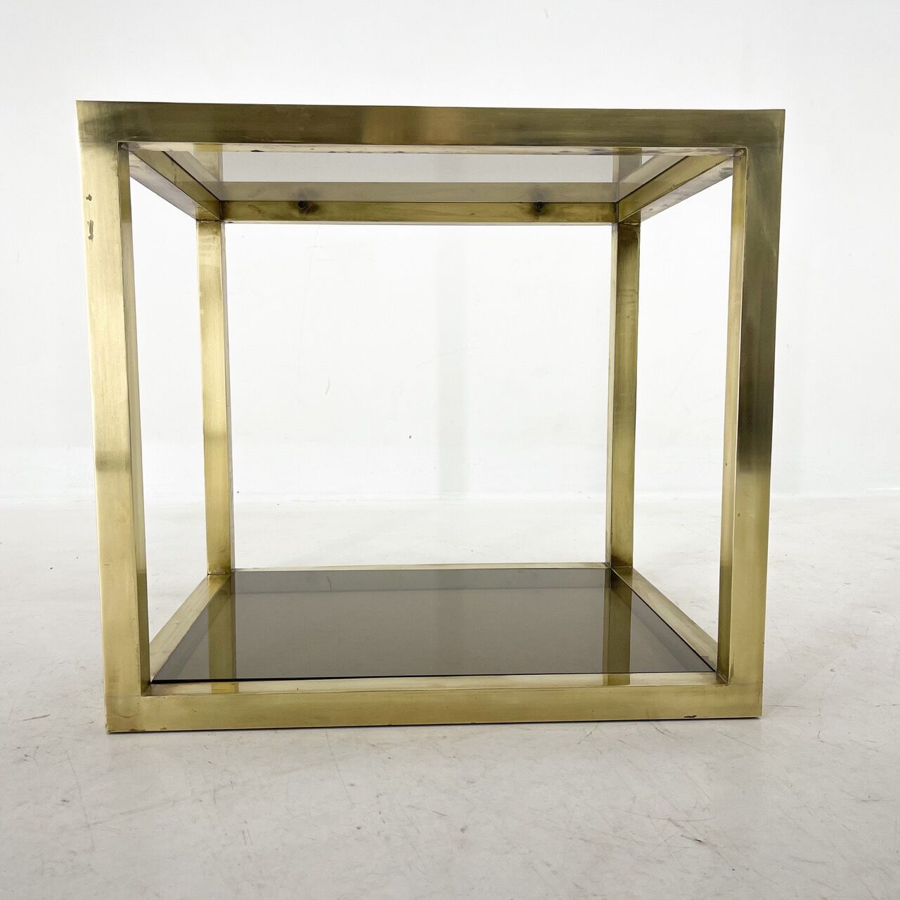 Italian Mid-Century Brass and Smoked Glass Table, 1970's