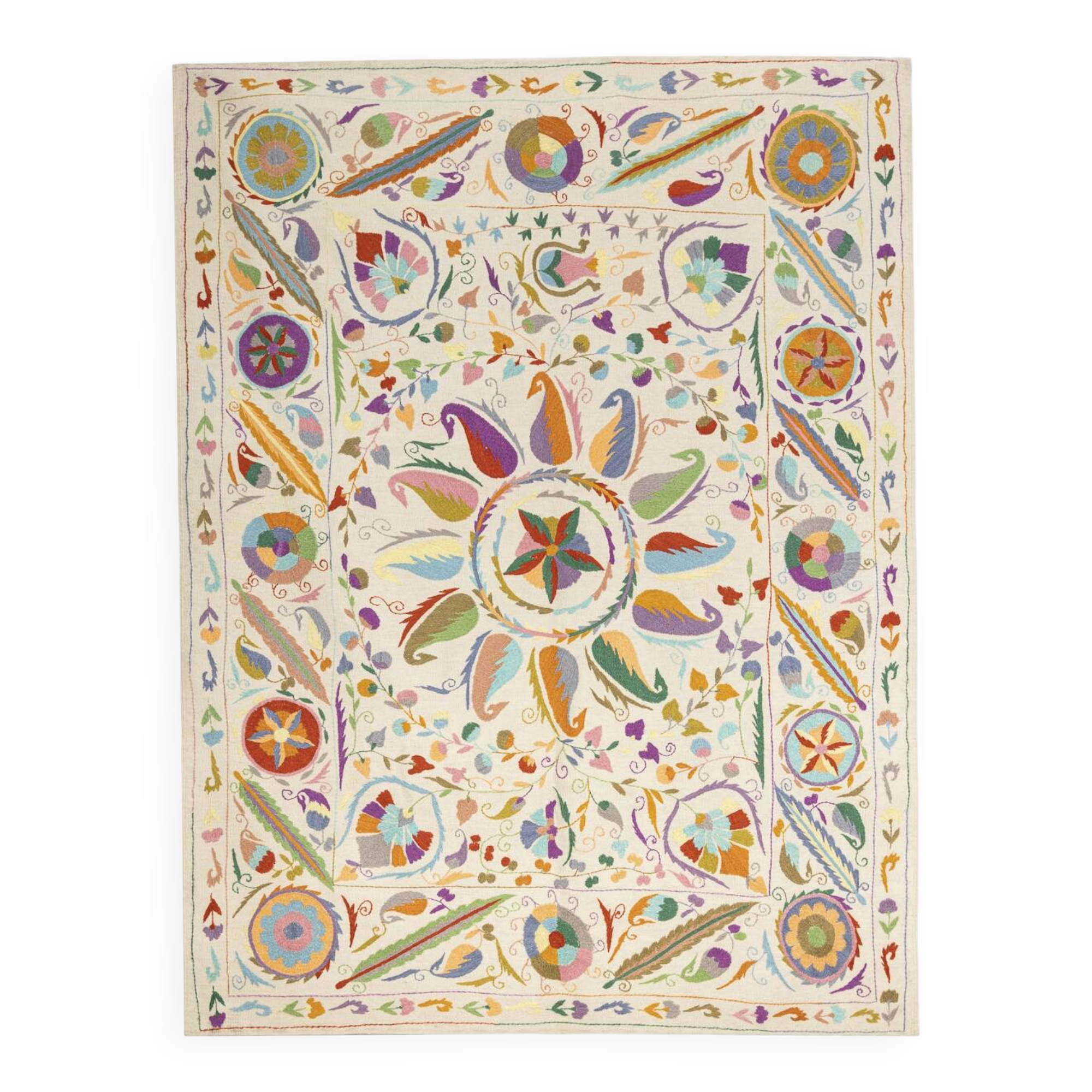 Kilim afghan brode suzani 226 x 171 cm