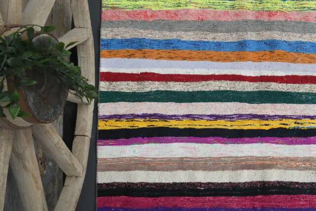 1970s Vintage Turkish Oushak Handmade Wool Cotton Blue Runner Rug 142x347