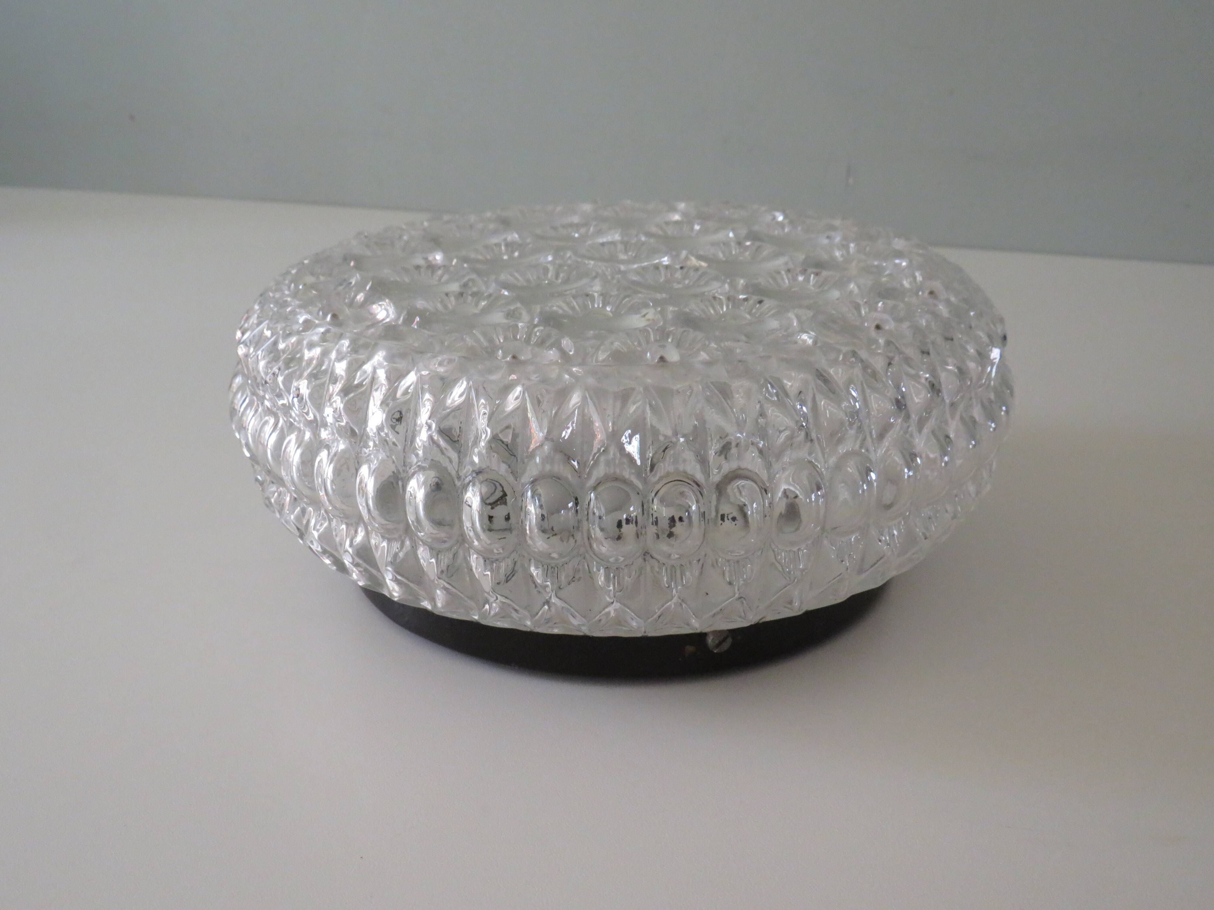 Vintage glass wall lamp with floral motif, Belgium 1960-1970