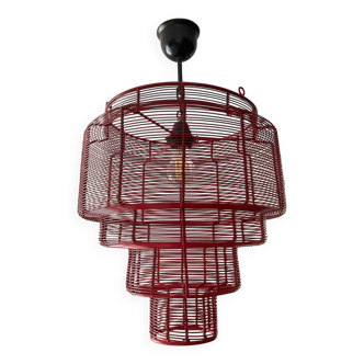 Vintage metal cage chandelier from the 80s