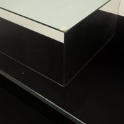 Cidue Mid Century Italian Black Lacquer, Mirror and Glass Coffee Table 1970