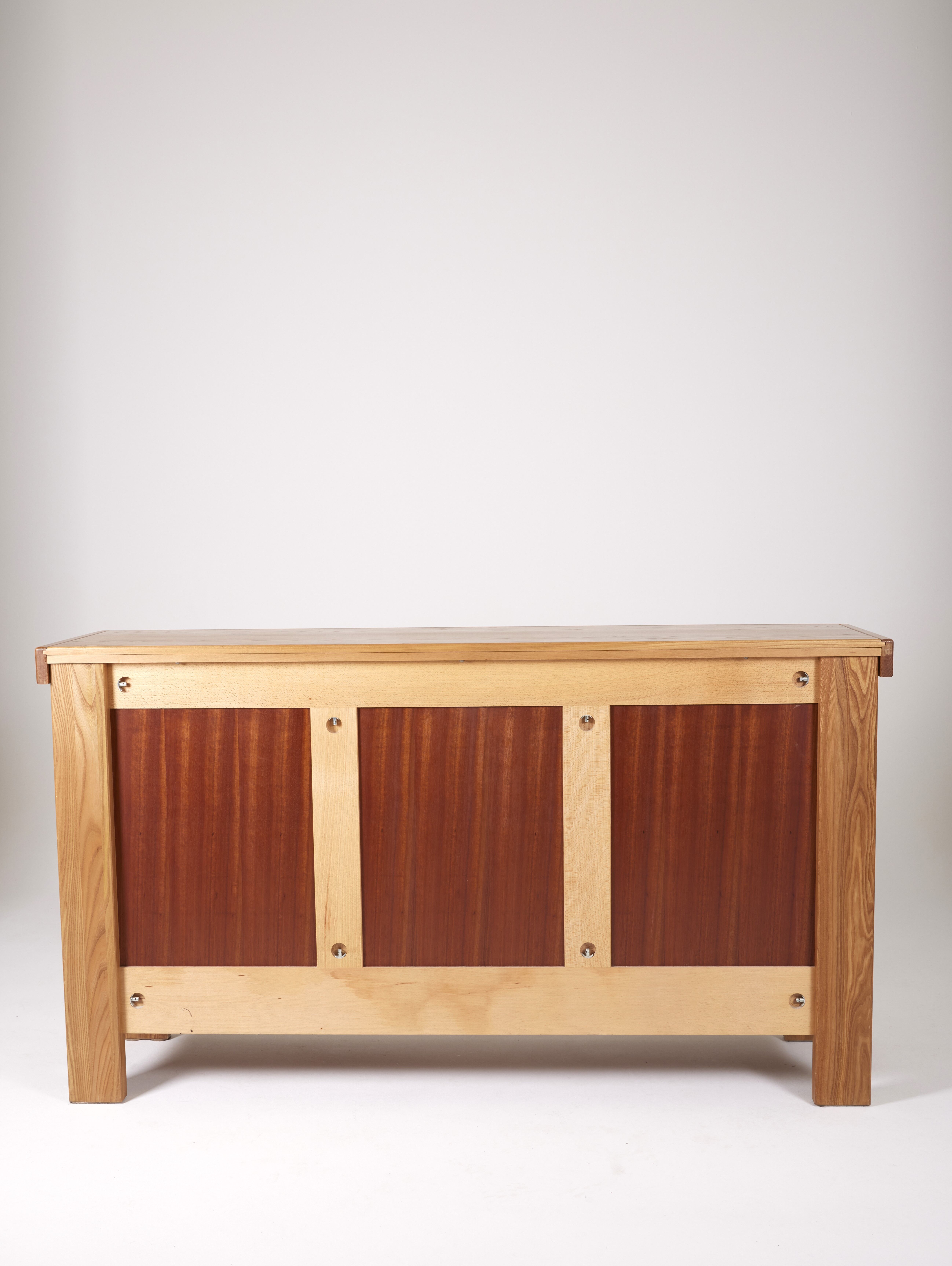 Solid elm sideboard House Regain 1970s