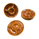 Set of 8 vintage Sicla Portugal slip artichoke plates