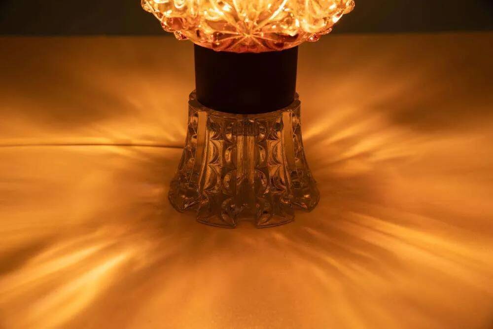 Vintage table lamp in Swedish coloured glass, glass table lamp.