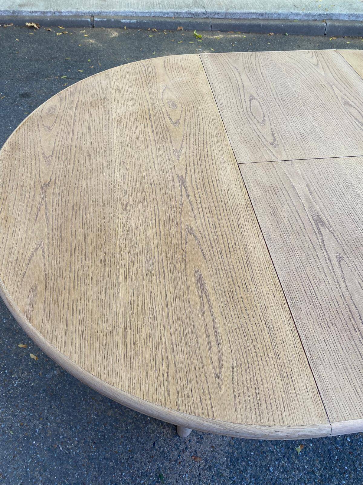 Scandinavian round extendable dining table stripped in oak 1980