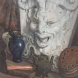 Painting, still life with the head of a satyr