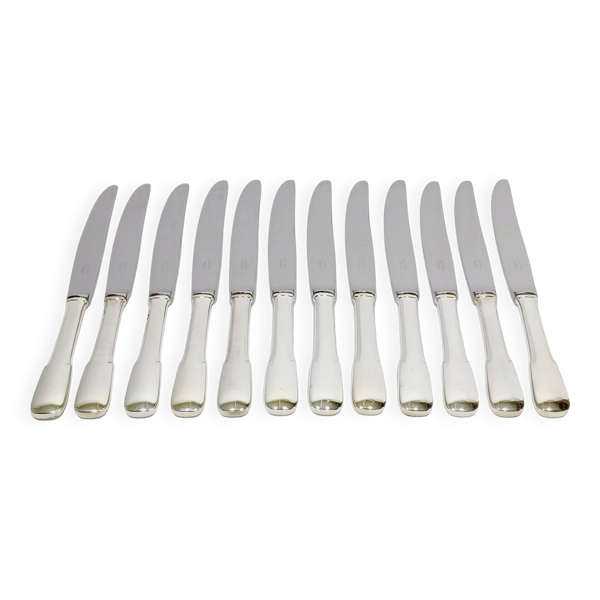 Europ - 12 Couteaux en métal argenté Uniplat