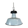 Lampe d’usine en émail gris industriel avec plateau en fonte, années 1960