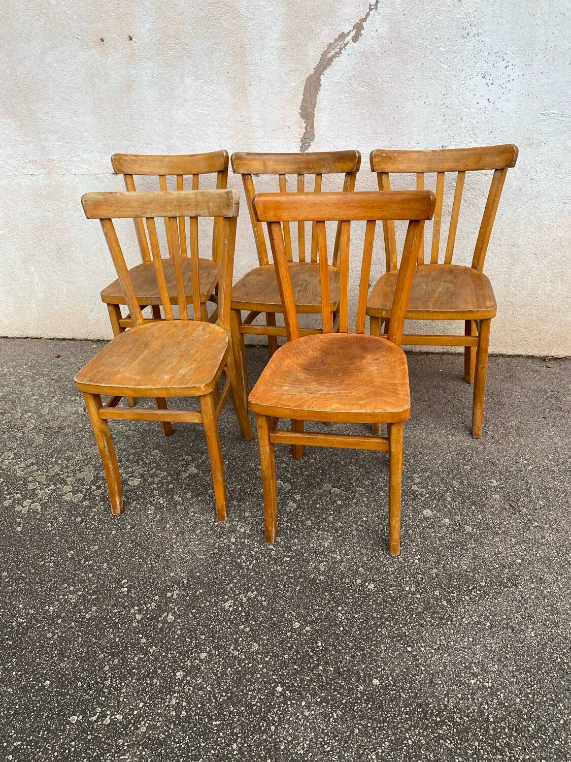 Set of 5 vintage bistro chairs