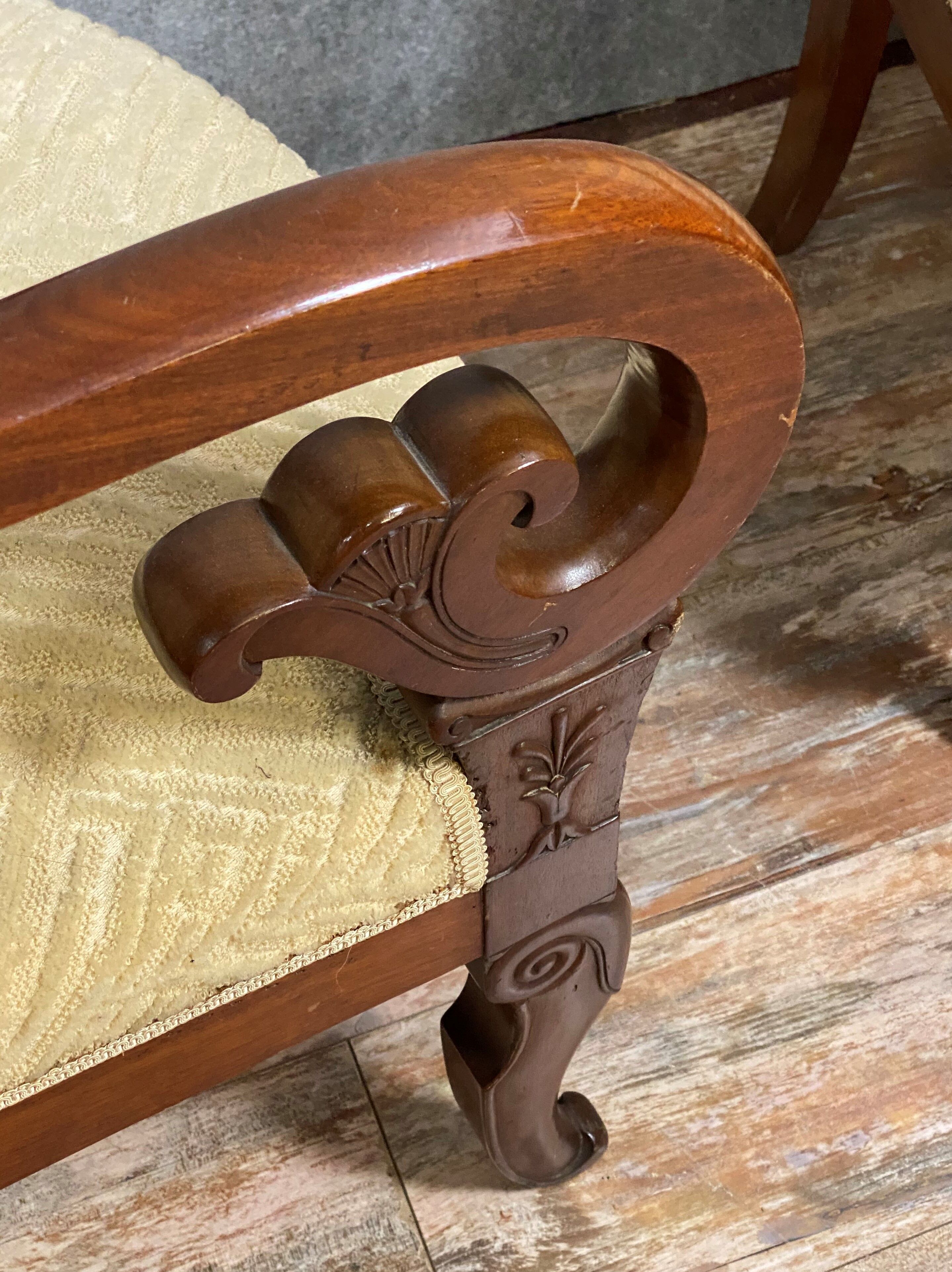 Pair of Empire period mahogany armchairs around 1810-1820