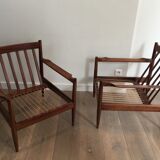 Pair of wooden armchairs