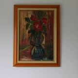 Vintage Painting Vase with Roses