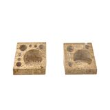 Enzo Mari, Set of 2 travertine desk organizers, Danese Italy 1970s