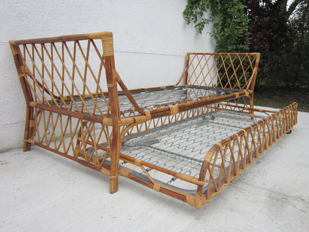 Bed with drawer rattan bed