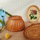 Round box with bamboo lid - vintage