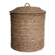 Hand-woven laundry basket in natural rush