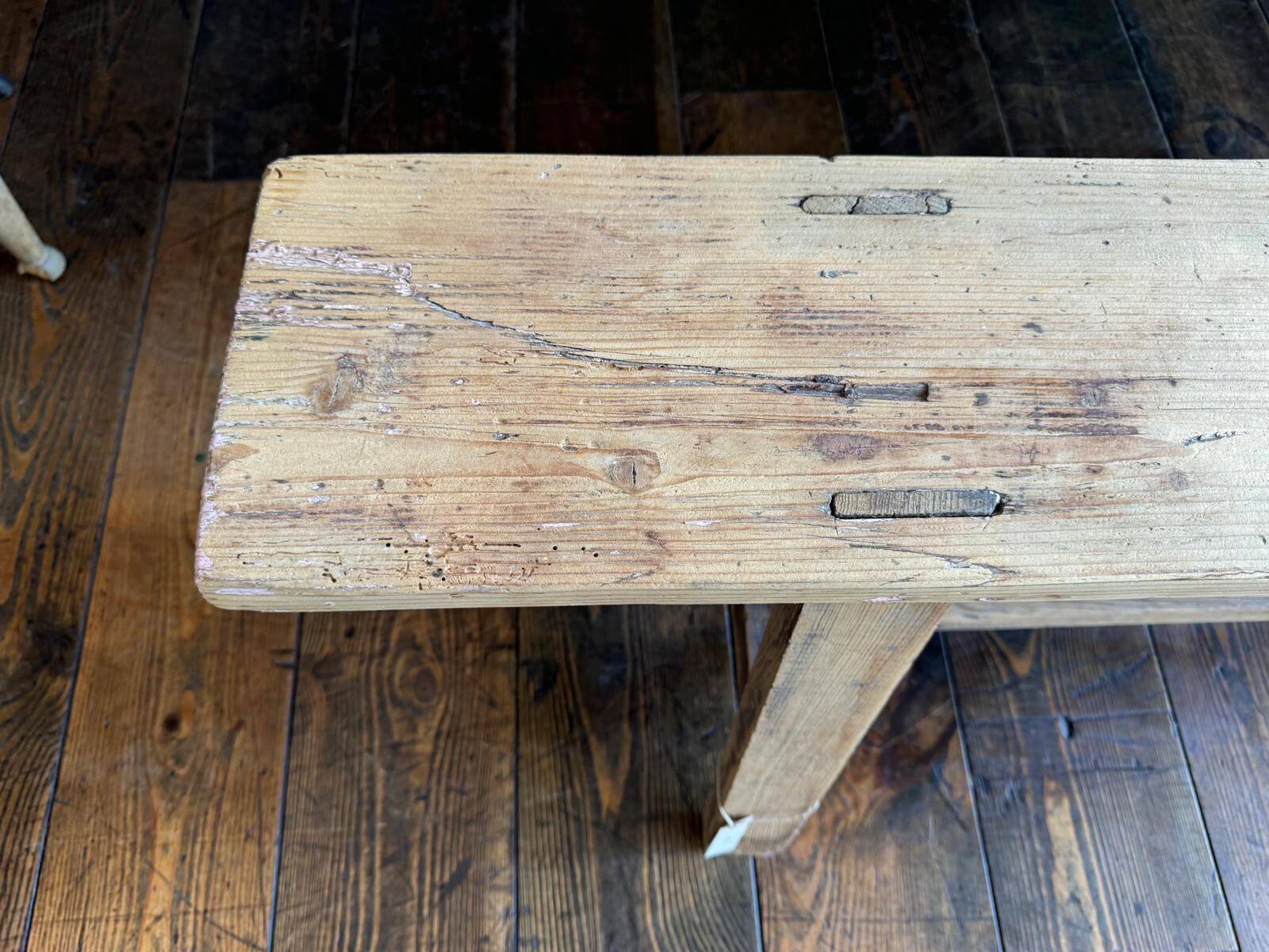 Large raw wood bench