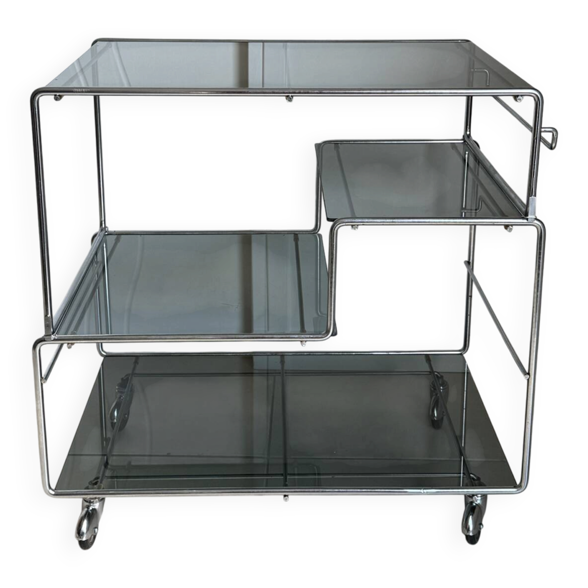 Coffee table / chrome and smoked glass by Max Sauze
