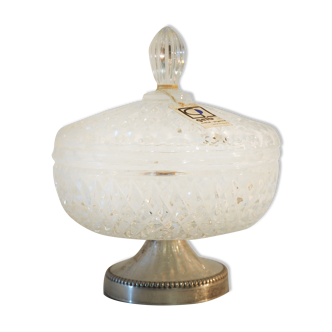 Drageoir bonbonnière in crystal and silver metal gelb goldfèvre paris