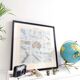 Vintage map on the islands of Oceania Australia Hawaii 43x43cm from 1950