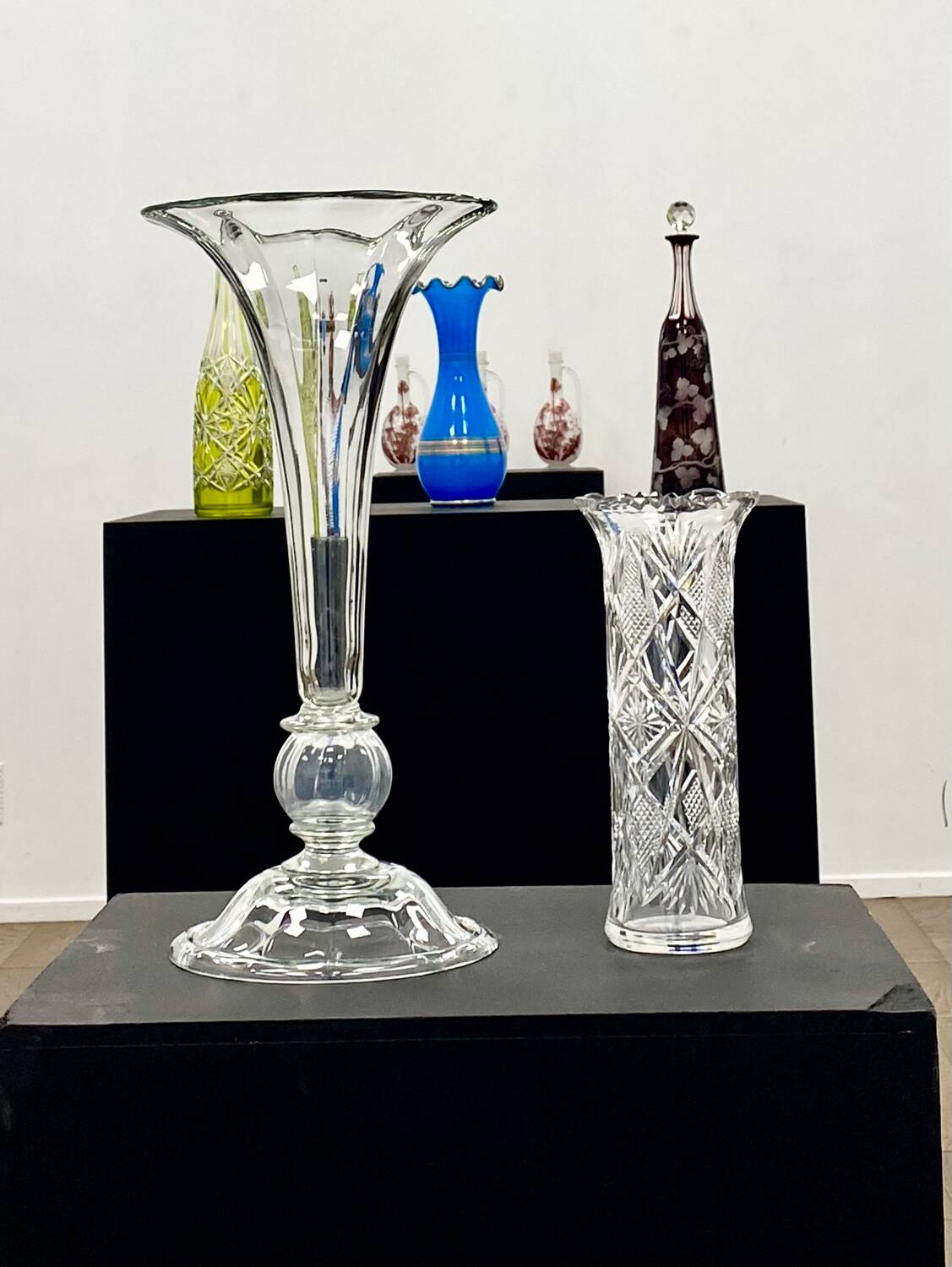 Giant crystal vase legras et cie