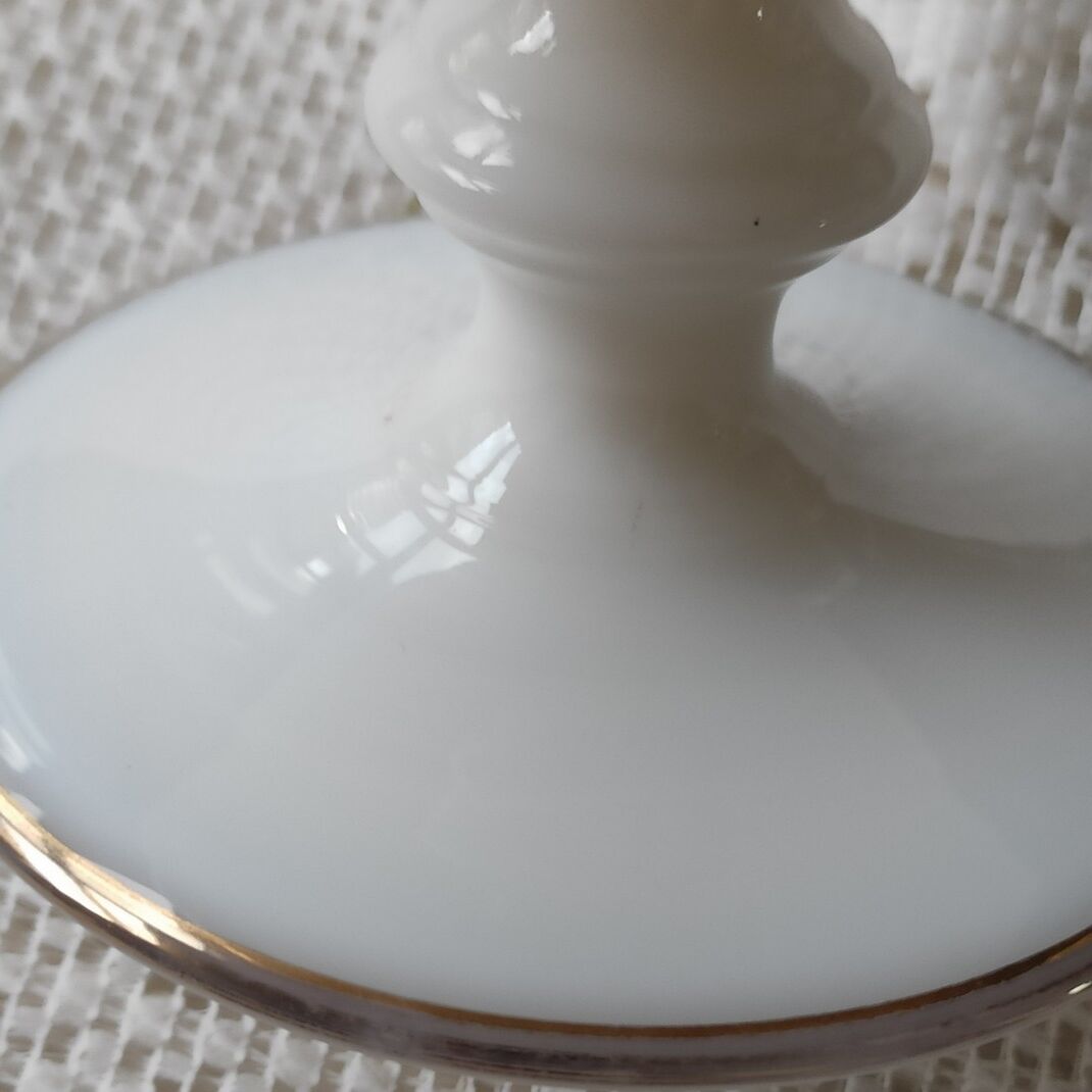 White opaline vase decorated with roses