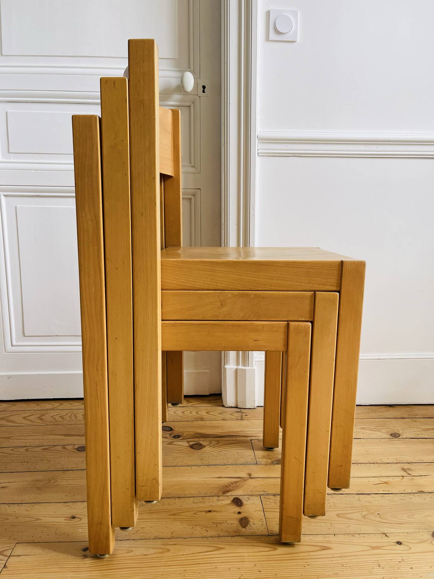 3 chaises scandinaves vintage en hêtre