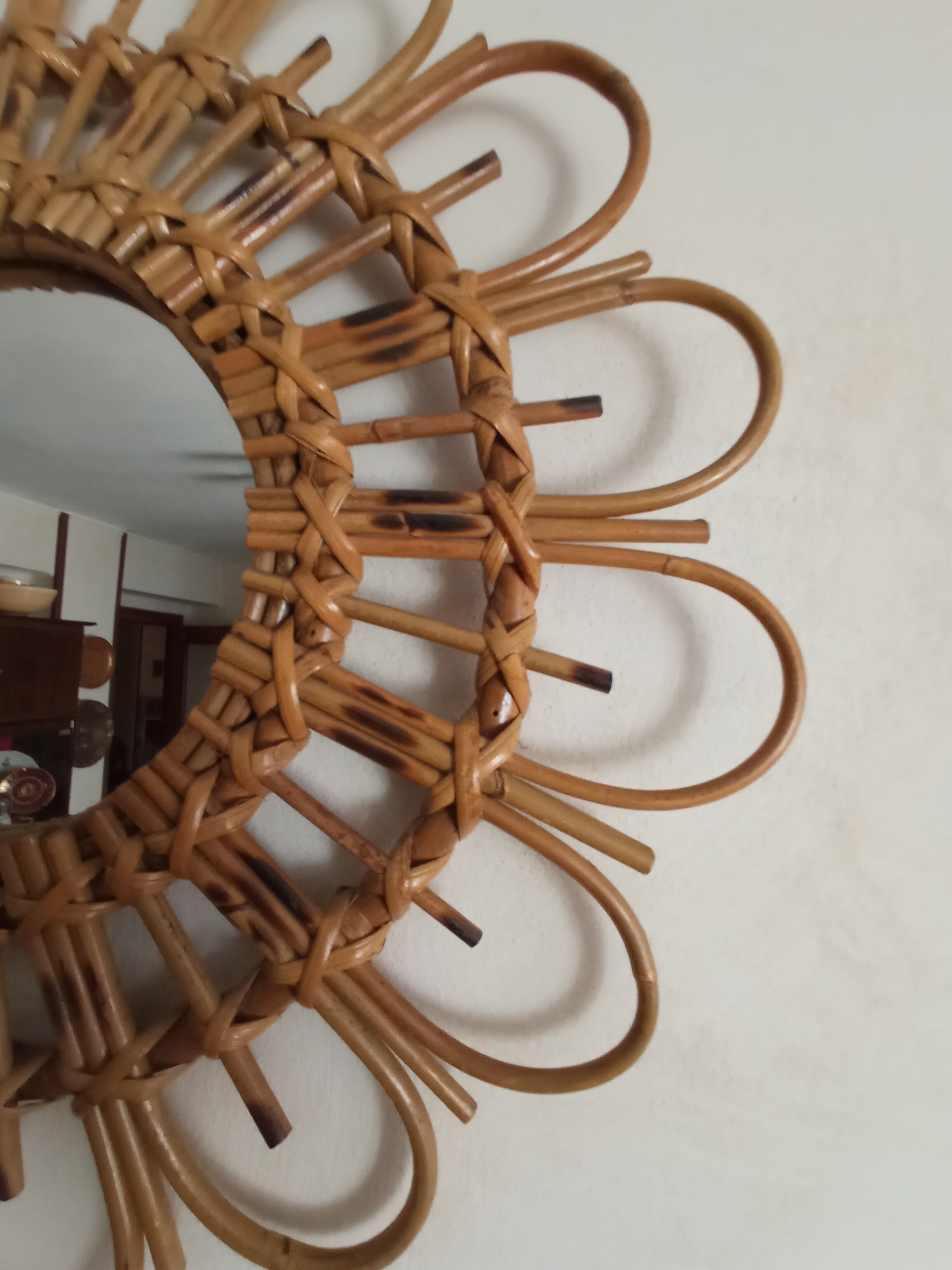 Vintage bamboo mirror 56cm
