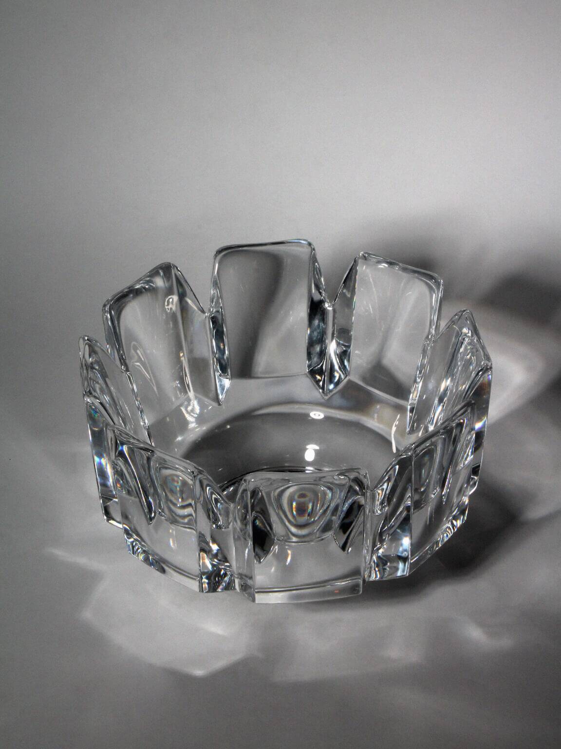 Lars Hellsten "Corona" Grand Bol en Cristal Plein, Pour Orrefors, Suède