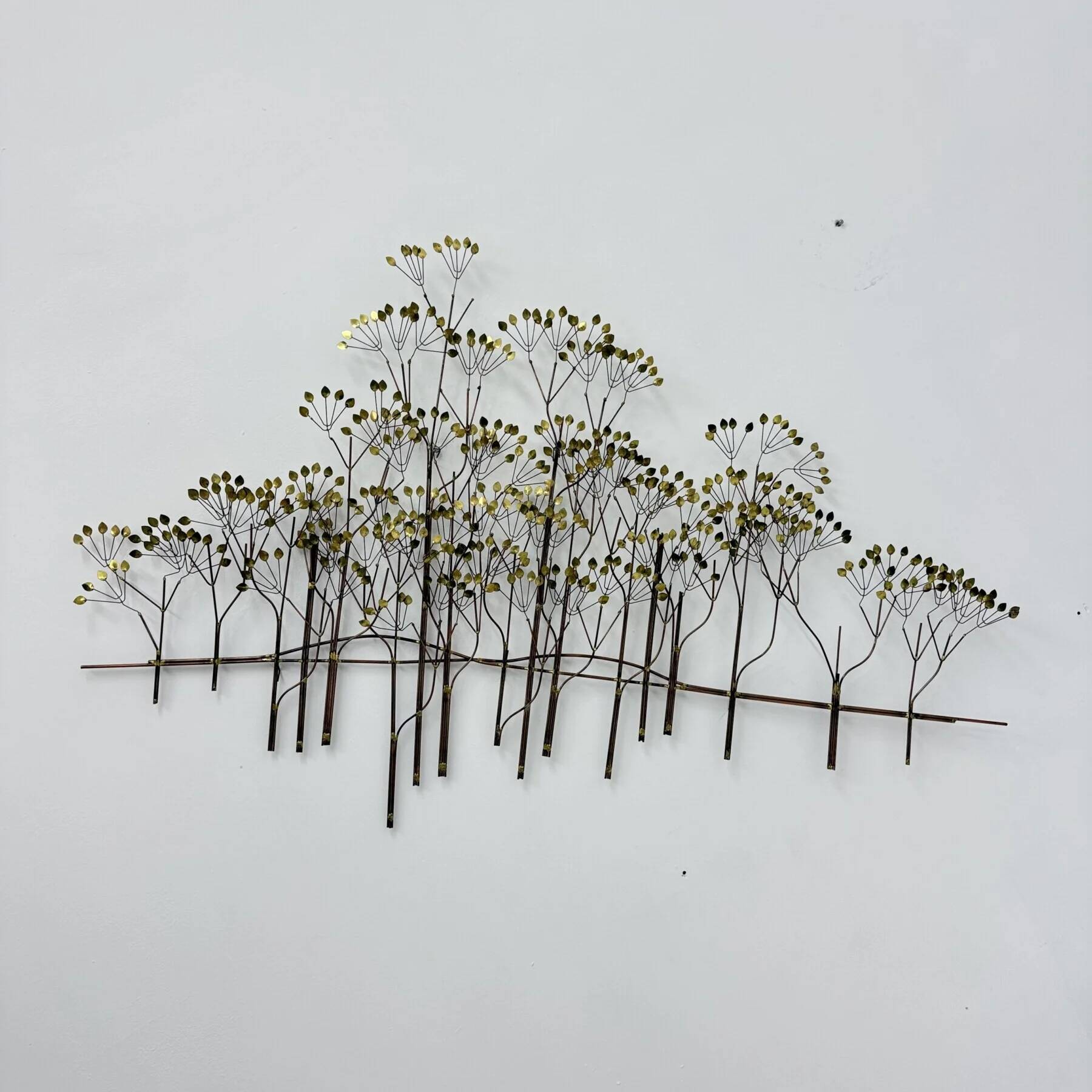 Curtis Jere large midcentury hanging wall forest sculpture "The Elms", 1973